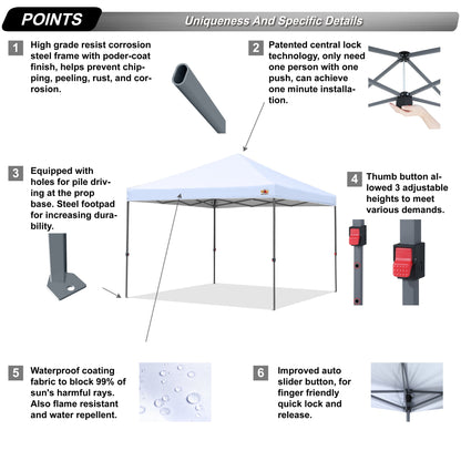 ABCCANOPY Tente de parasol pliable et facile à monter, durable, pour extérieur.