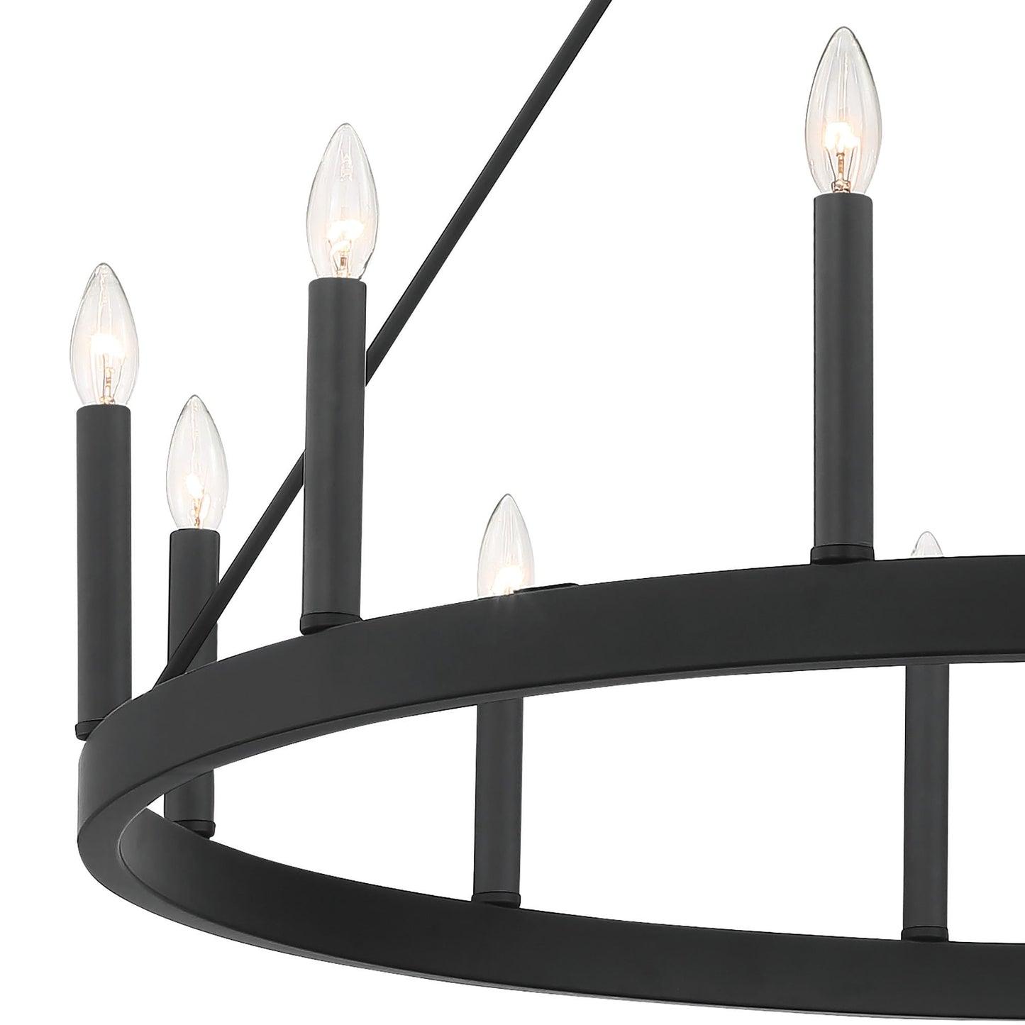 Suspension Acroma à 12 lumières, style ferme, 40 pouces, en forme de roue de charrette, avec certification UL - 40'' de diamètre x 138'' de hauteur