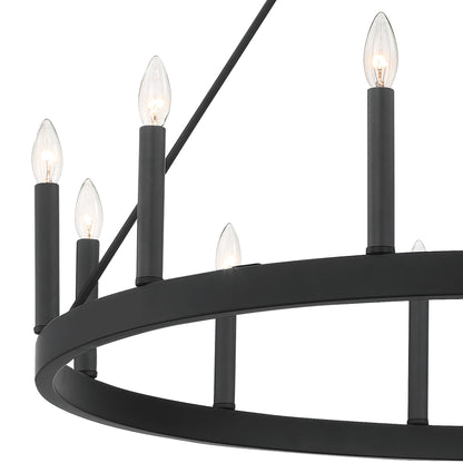 Suspension Acroma à 12 lumières, style ferme, 40 pouces, en forme de roue de charrette, avec certification UL - 40'' de diamètre x 138'' de hauteur