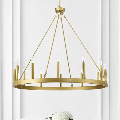 Suspension Acroma à 12 lumières, style ferme, 40 pouces, en forme de roue de charrette, avec certification UL - 40'' de diamètre x 138'' de hauteur