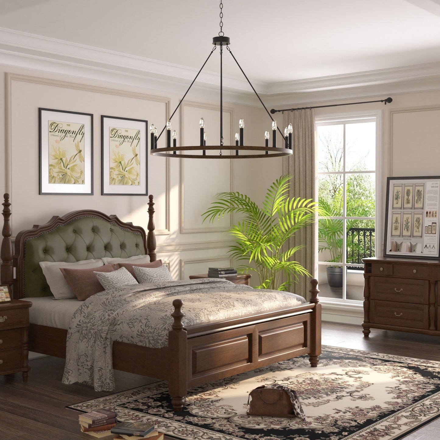 Suspension Acroma à 12 lumières, style ferme, 40 pouces, en forme de roue de charrette, avec certification UL - 40'' de diamètre x 138'' de hauteur