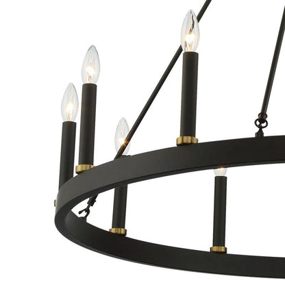 Suspension Acroma à 12 lumières, style ferme, 40 pouces, en forme de roue de charrette, avec certification UL - 40'' de diamètre x 138'' de hauteur