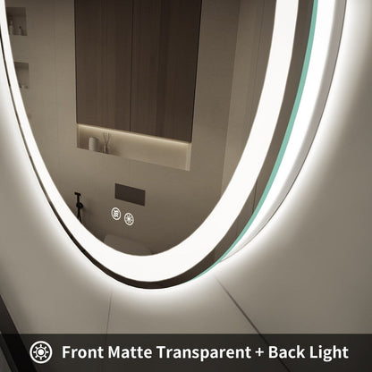 Miroir de coiffure rond sans cadre, à éclairage LED, avec fonction de gradation et anti-buée.