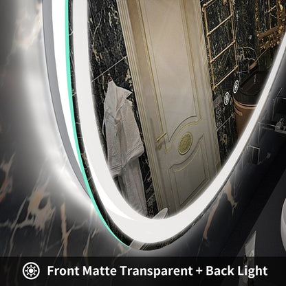 Miroir de coiffure rond sans cadre, à éclairage LED, avec fonction de gradation et anti-buée.