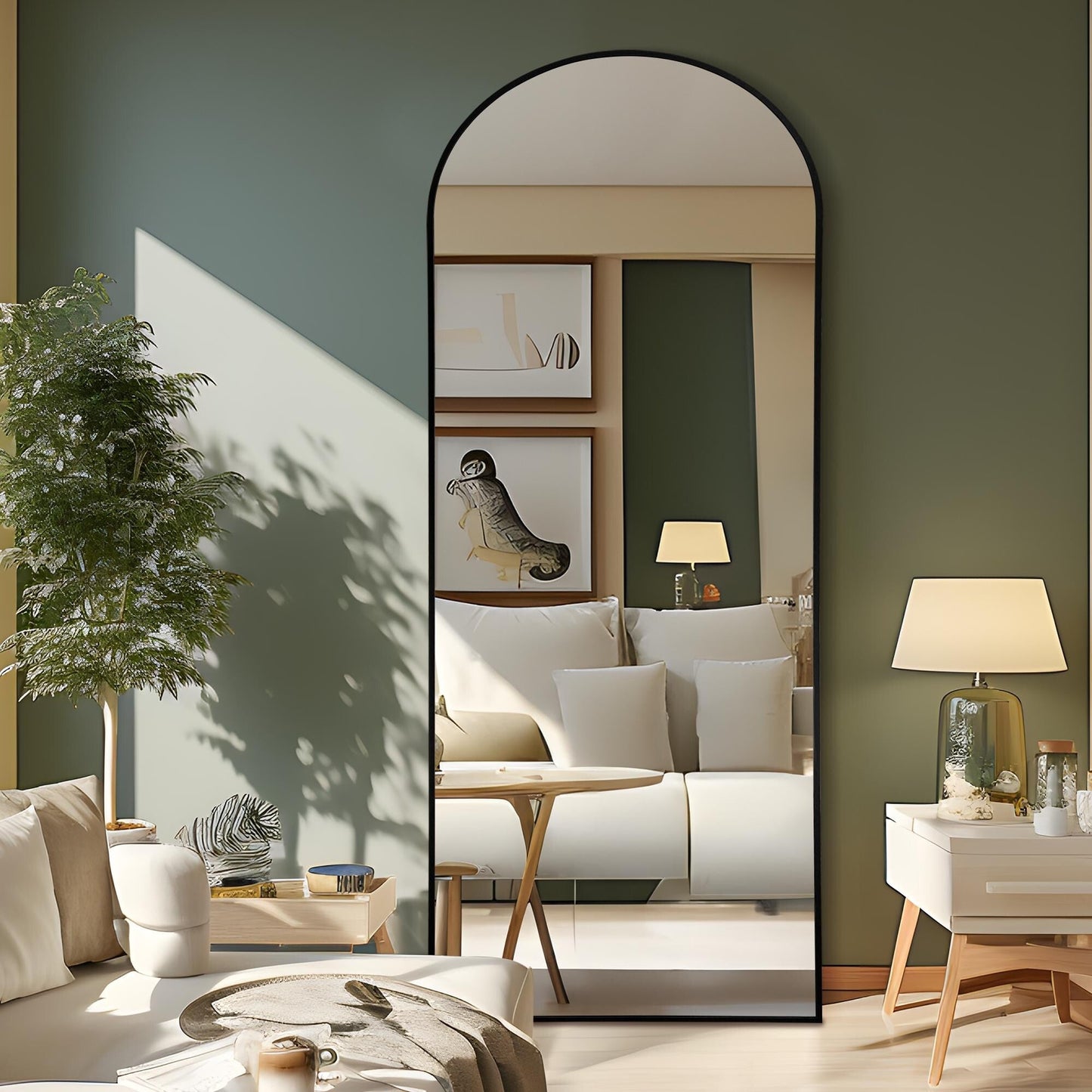 Dovelina Miroir mural à poser, miroir de corps entier, miroir de sol avec arche