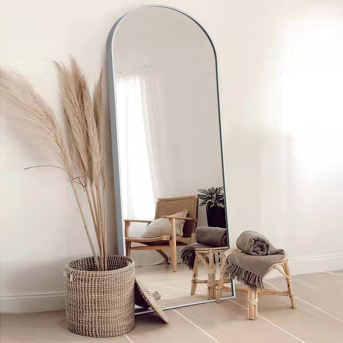 Dovelina Miroir mural à poser, miroir de corps entier, miroir de sol avec arche