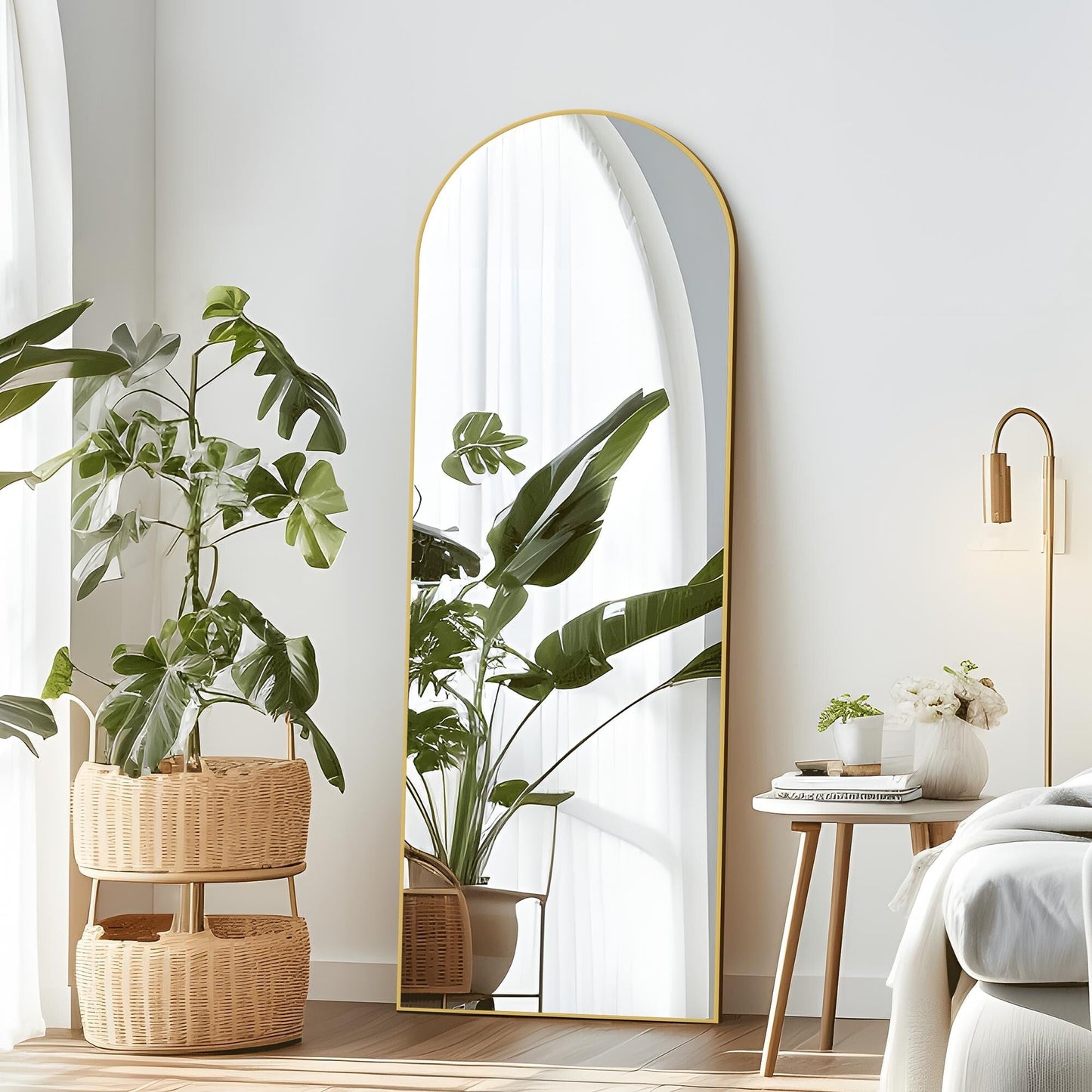 Dovelina Miroir mural à poser, miroir de corps entier, miroir de sol avec arche