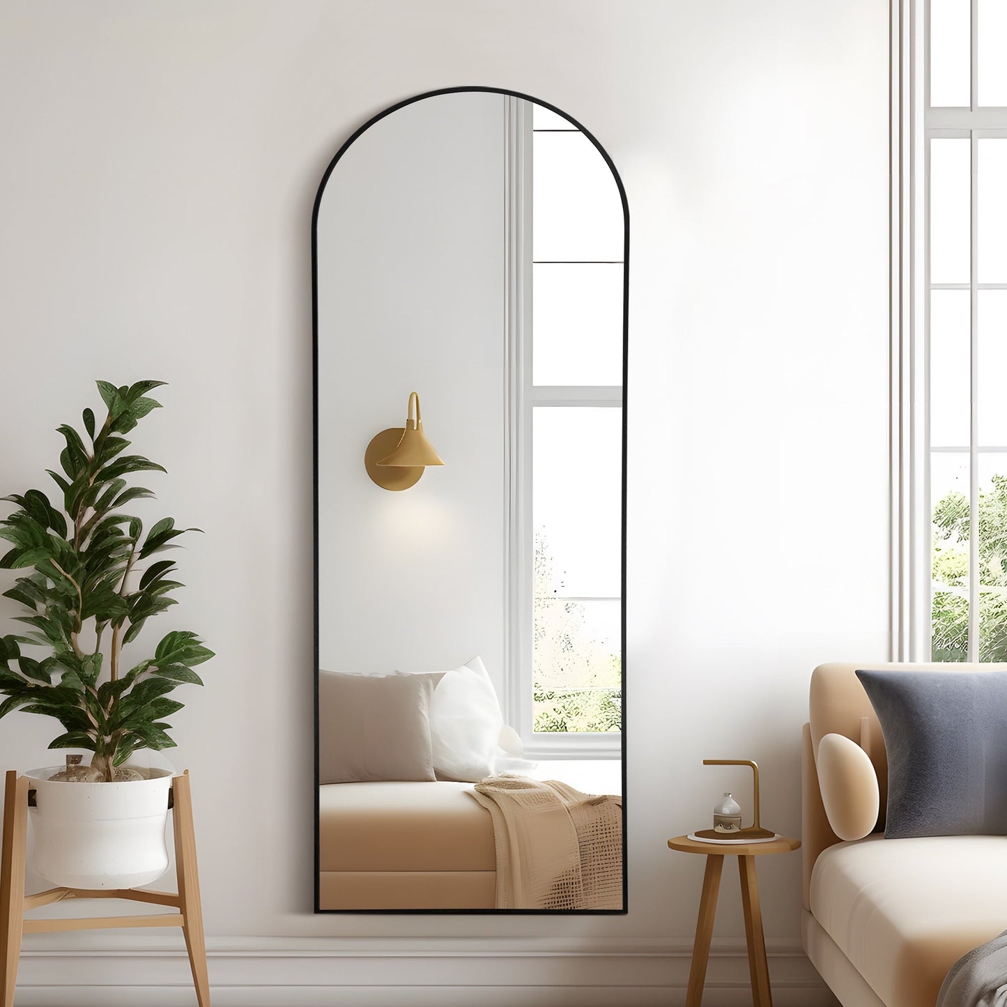 Dovelina Miroir mural à poser, miroir de corps entier, miroir de sol avec arche