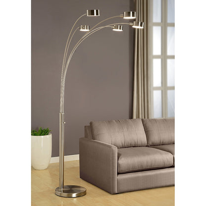 Lampadaire à 5 lumières à arche en acier brossé Charlie de Strick &amp; Bolton
