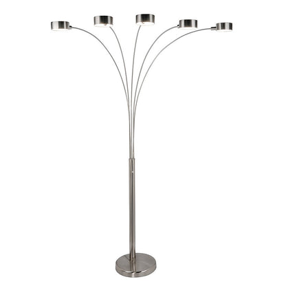 Lampadaire à 5 lumières à arche en acier brossé Charlie de Strick &amp; Bolton