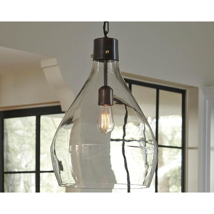 Suspension en verre gris Avalbane de Signature Design by Ashley - 13,88 L x 13,88 P x 20,25 H (en pouces)