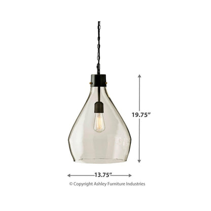 Suspension en verre gris Avalbane de Signature Design by Ashley - 13,88 L x 13,88 P x 20,25 H (en pouces)