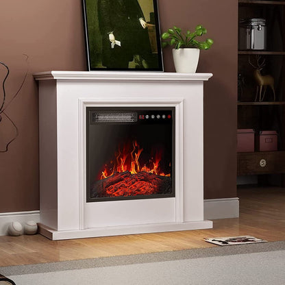BOSSIN Cheminée électrique 43 pouces avec manteau de cheminée, insert de cheminée électrique 23 pouces, meuble TV indépendant avec foyer en bois