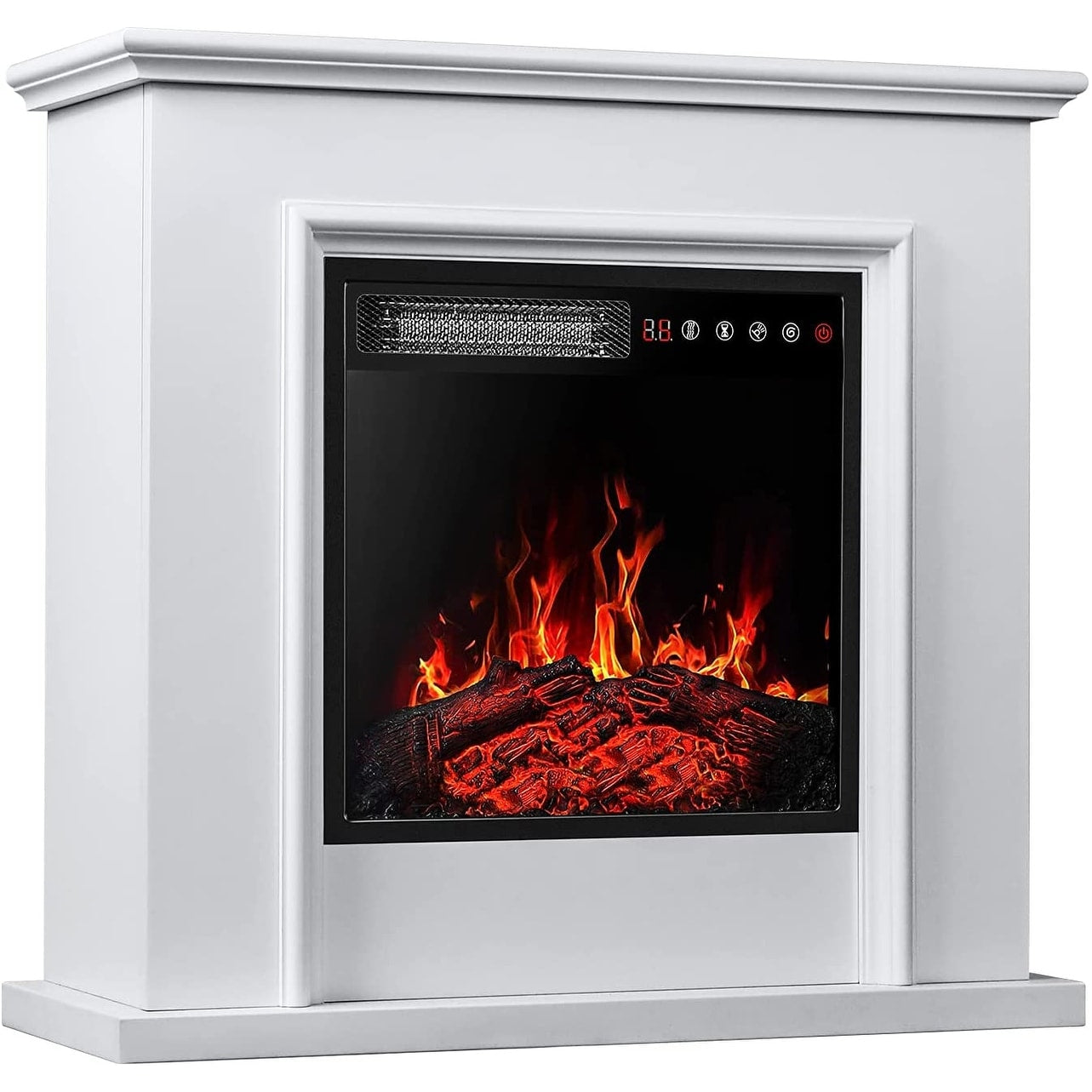 BOSSIN Cheminée électrique 43 pouces avec manteau de cheminée, insert de cheminée électrique 23 pouces, meuble TV indépendant avec foyer en bois