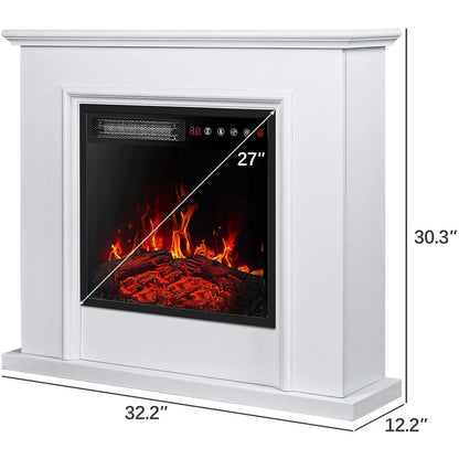 BOSSIN Cheminée électrique 43 pouces avec manteau de cheminée, insert de cheminée électrique 23 pouces, meuble TV indépendant avec foyer en bois