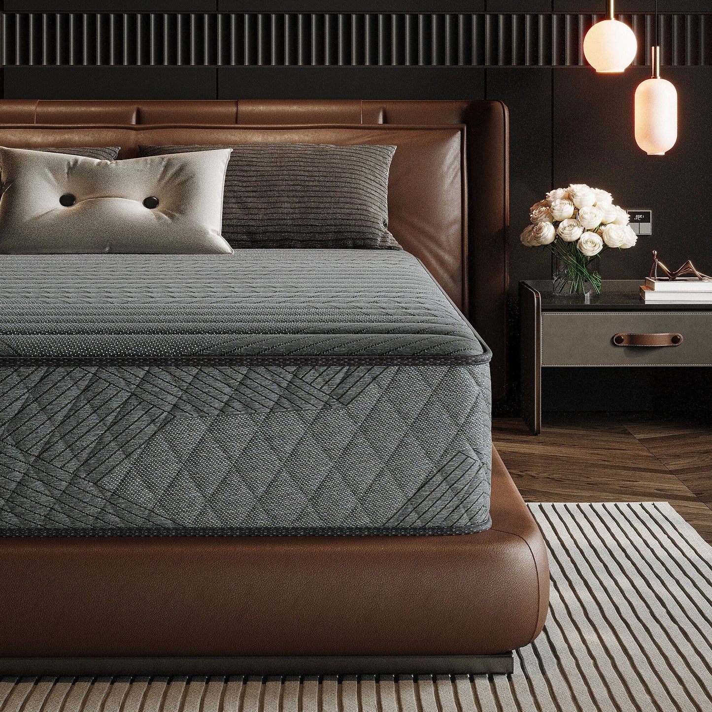 Matelas hybride en mousse à mémoire de forme avec gel, 25 cm (10 po), fermeté moyenne, SweDrea, certifié CertiPUR-US, SGS et OEKO-TEX, respirant et rafraîchissant.