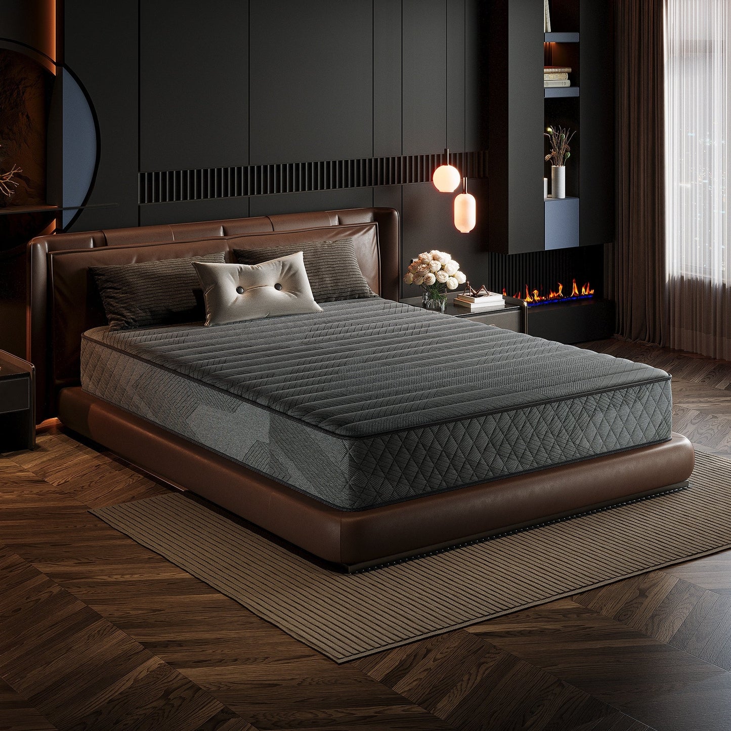 Matelas hybride en mousse à mémoire de forme avec gel, 25 cm (10 po), fermeté moyenne, SweDrea, certifié CertiPUR-US, SGS et OEKO-TEX, respirant et rafraîchissant.