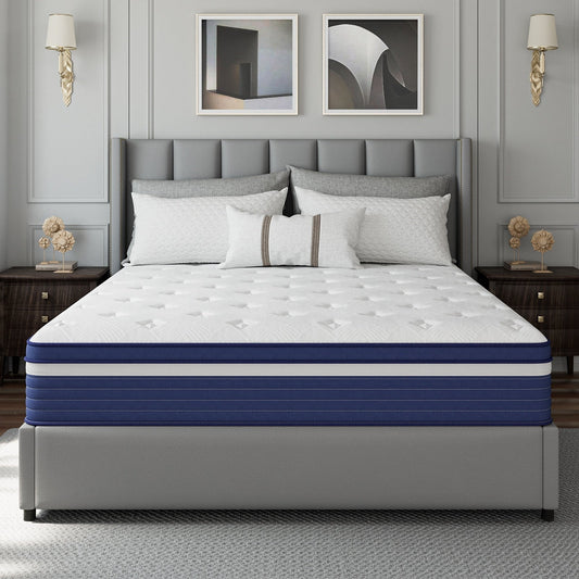 Matelas hybride à ressorts de 25 cm (10 po) SweDrea, à refroidissement et respirant, fermeté moyenne, certifié CertiPUR-US, SGS et OEKO-TEX.