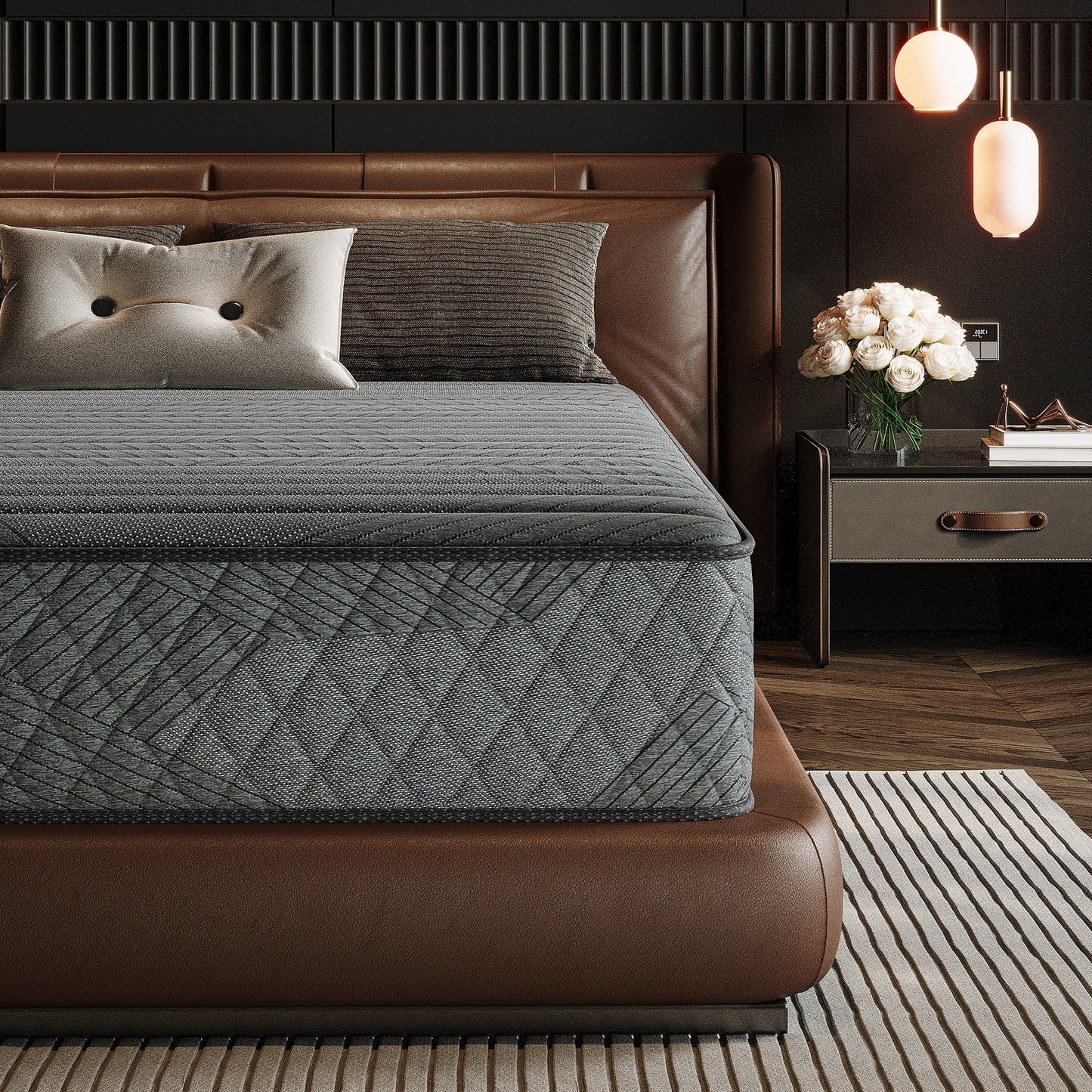 Matelas hybride en mousse à mémoire de forme avec gel, 8/12 pouces, fermeté moyenne, respirant et rafraîchissant, certifié CertiPUR-US, SGS et OEKO-TEX.