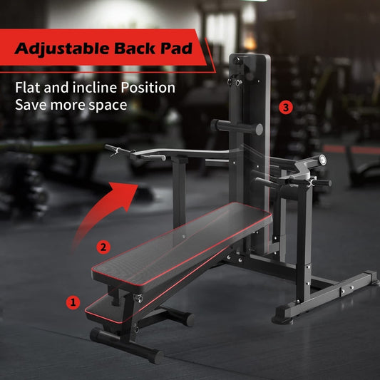 Ensemble de banc de musculation et de machine de presse pectorale Zenova avec bras indépendants convergents et support pour haltères