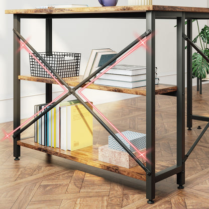 Bureau en forme de L avec étagères de rangement, bureau d'ordinateur d'angle.