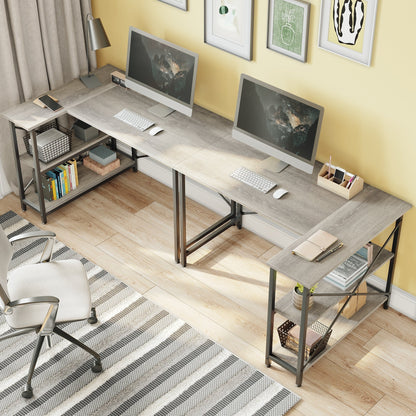 Bureau en forme de L avec étagères de rangement, bureau d'ordinateur d'angle.