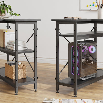 Bureau en forme de L avec étagères de rangement, bureau d'ordinateur d'angle.