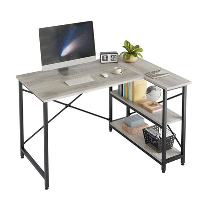 Bureau en forme de L avec étagères de rangement, bureau d'ordinateur d'angle.