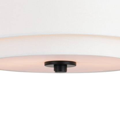 Luminaire à suspension à montage au plafond de style moderne du milieu du siècle de Burnaby avec abat-jour blanc en lin.