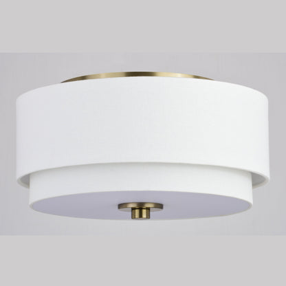 Luminaire à suspension à montage au plafond de style moderne du milieu du siècle de Burnaby avec abat-jour blanc en lin.