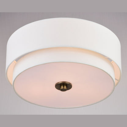 Luminaire à suspension à montage au plafond de style moderne du milieu du siècle de Burnaby avec abat-jour blanc en lin.