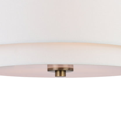 Luminaire à suspension à montage au plafond de style moderne du milieu du siècle de Burnaby avec abat-jour blanc en lin.