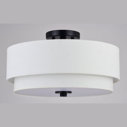 Luminaire à suspension à montage au plafond de style moderne du milieu du siècle de Burnaby avec abat-jour blanc en lin.