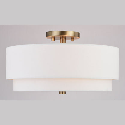 Luminaire à suspension à montage au plafond de style moderne du milieu du siècle de Burnaby avec abat-jour blanc en lin.