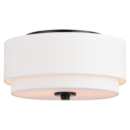 Luminaire à suspension à montage au plafond de style moderne du milieu du siècle de Burnaby avec abat-jour blanc en lin.