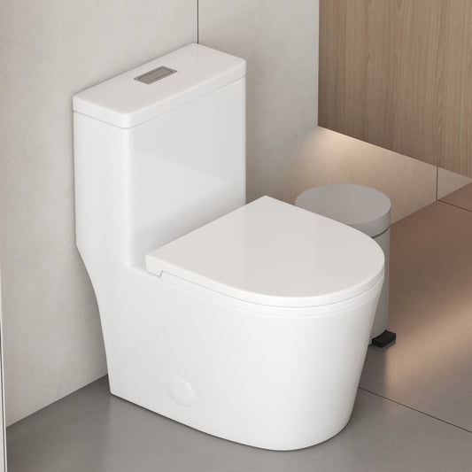 CB HOME 24'' Toilettes compactes monobloc, chasse d'eau double, siphon moderne, hauteur confortable de 16,5'', avec siège à fermeture amortie.