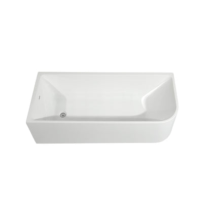 Baignoires autoportantes en acrylique CB HOME 59''/67'', baignoires à trempage à côté unique contre le mur, trop-plein gauche/droite