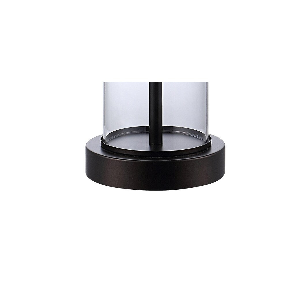 Lampe de table LED Cabell 21 en verre, moderne et contemporaine, avec port de charge USB, bronze vieilli (lot de 2) par JONATHAN Y