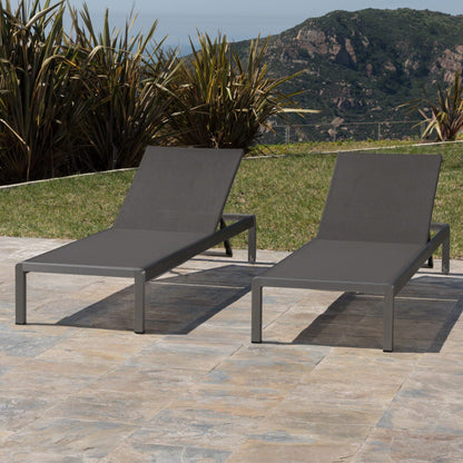 Chaise longue d'extérieur en aluminium Cape Coral (lot de 2) par Christopher Knight Home - 77,56 L x 25,20 l x 11,80 h (cm)