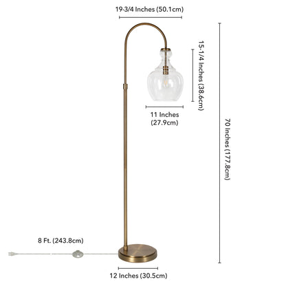 Verona Lampe de sol à arc avec abat-jour en verre