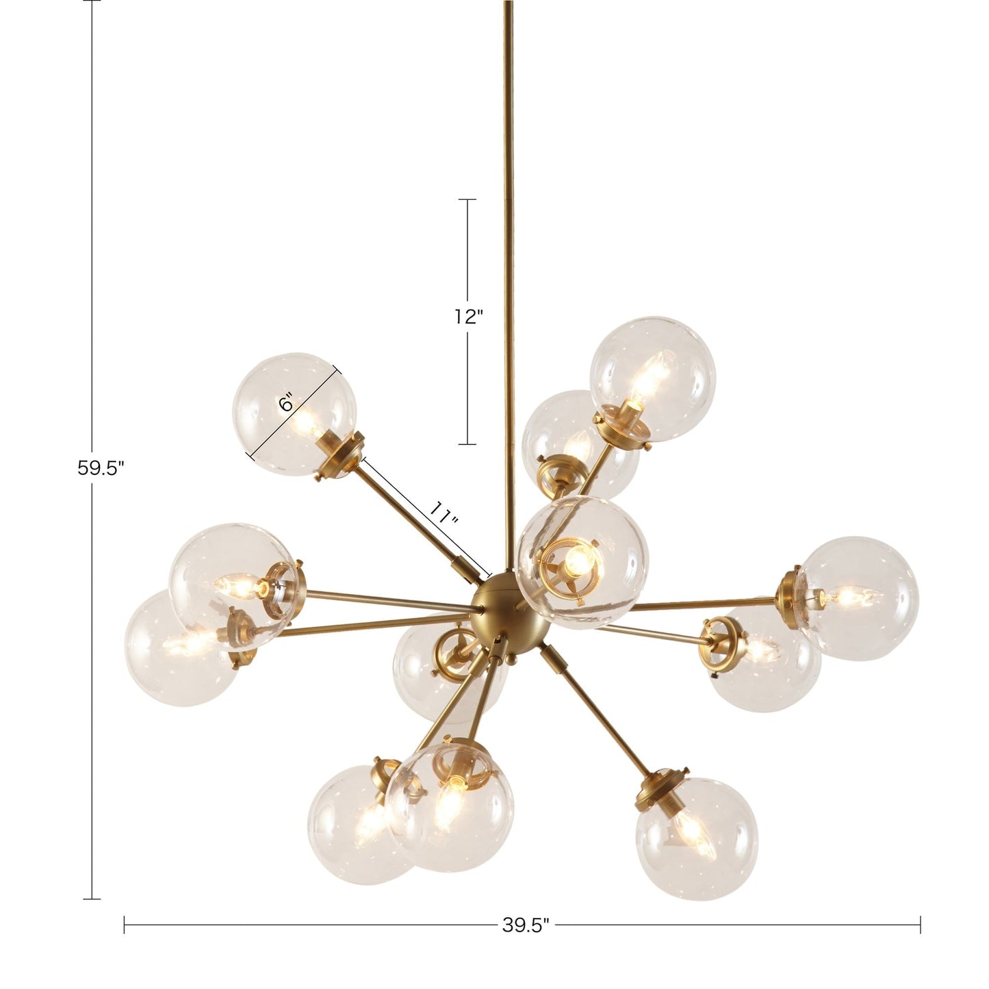 INK+IVY Lustre Paige à 12 lumières avec ampoules à globe surdimensionnées