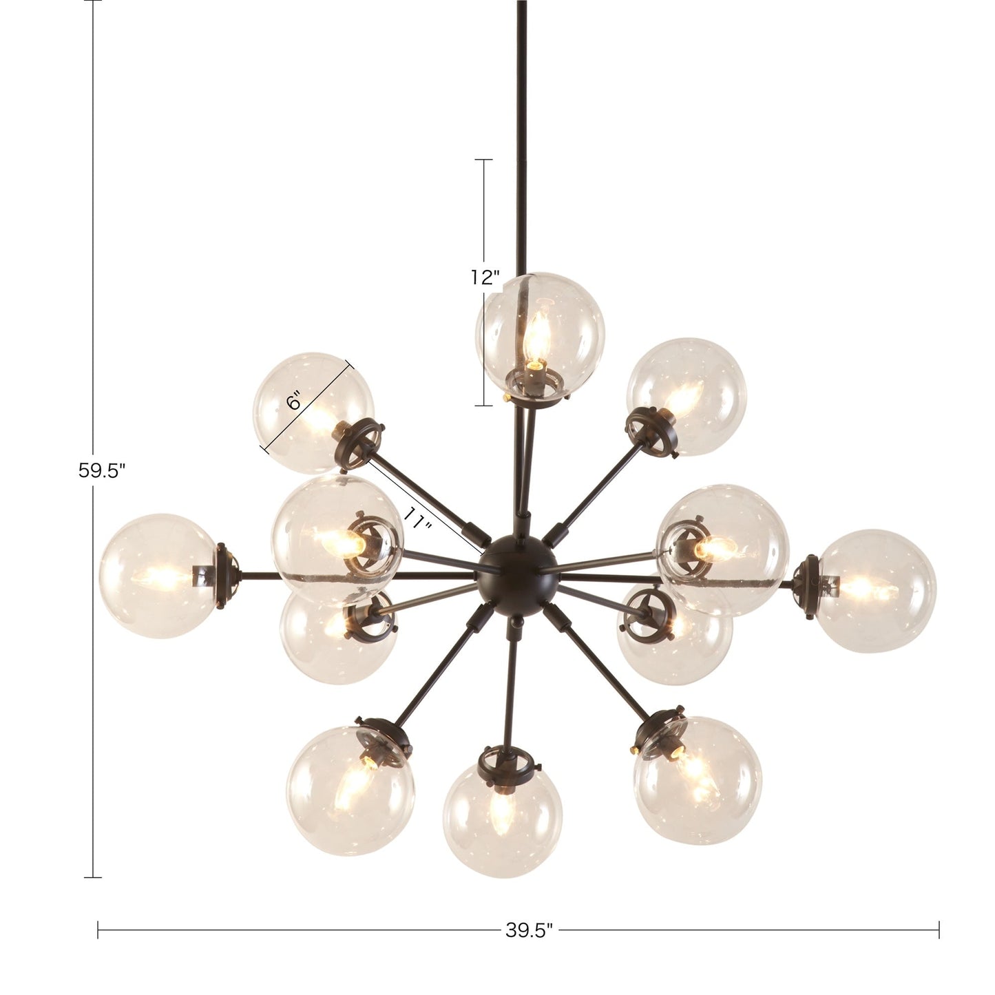 INK+IVY Lustre Paige à 12 lumières avec ampoules à globe surdimensionnées