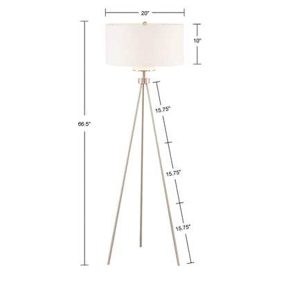 Lampe de chevet sur pied à trois pieds en métal Pacific d'INK+IVY avec abat-jour en verre