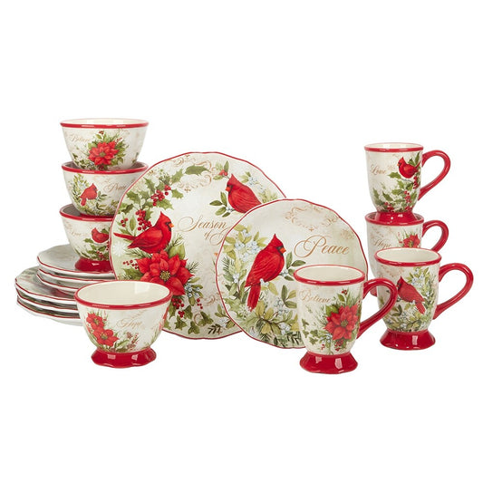 Service de vaisselle Certified International Winter's Medley, 16 pièces, pour 4 personnes.
