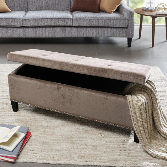 Banc de rangement Madison Park Shandra II avec dessus capitonné et fermeture amortie