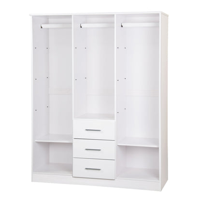 Palace Imports Armoire à 3 portes Cosmo en bois massif 100 % avec portes en bois massif ou en miroir