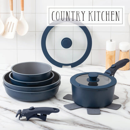 Service de cuisine Country Kitchen 16 pièces pour camping-car, céramique, avec poignées amovibles, compatible avec le four.