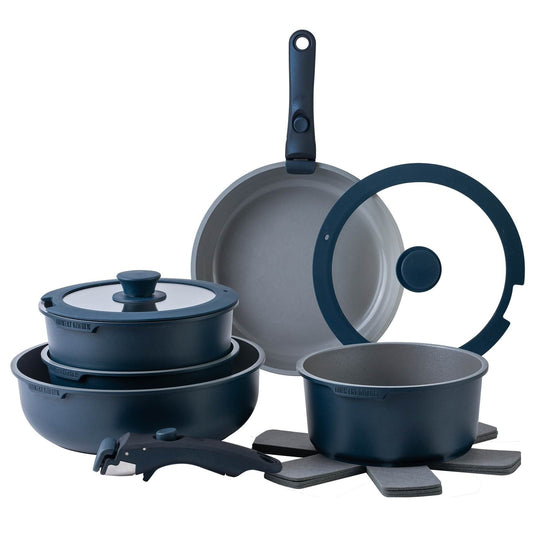 Service de cuisine Country Kitchen 16 pièces pour camping-car, céramique, avec poignées amovibles, compatible avec le four.