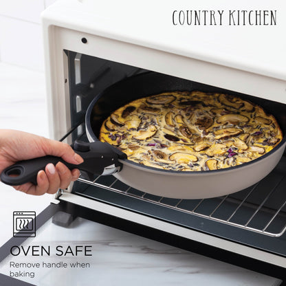 Service de cuisine Country Kitchen 16 pièces pour camping-car, céramique, avec poignées amovibles, compatible avec le four.