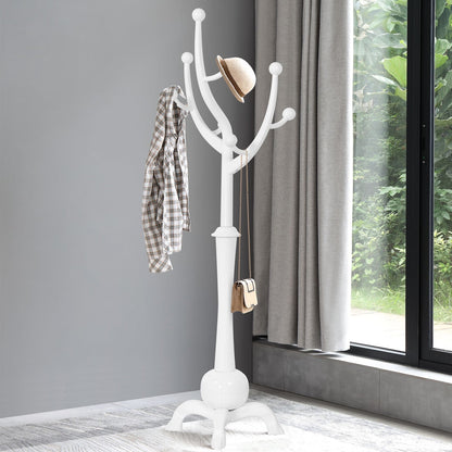 Porte-manteau sur pied en bois de caoutchouc en forme de branche d'arbre avec 8 crochets - 62,2 cm (l) x 179,5 cm (h)